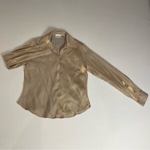 Fashion Bug gold shimmery button up blouse